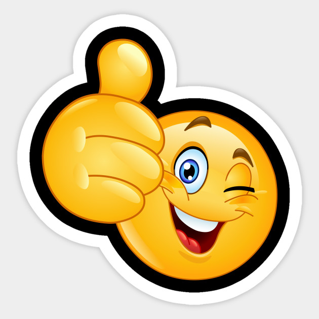 Thumb Up Winking Emoji Emoji Sticker Teepublic Uk All In One Photos